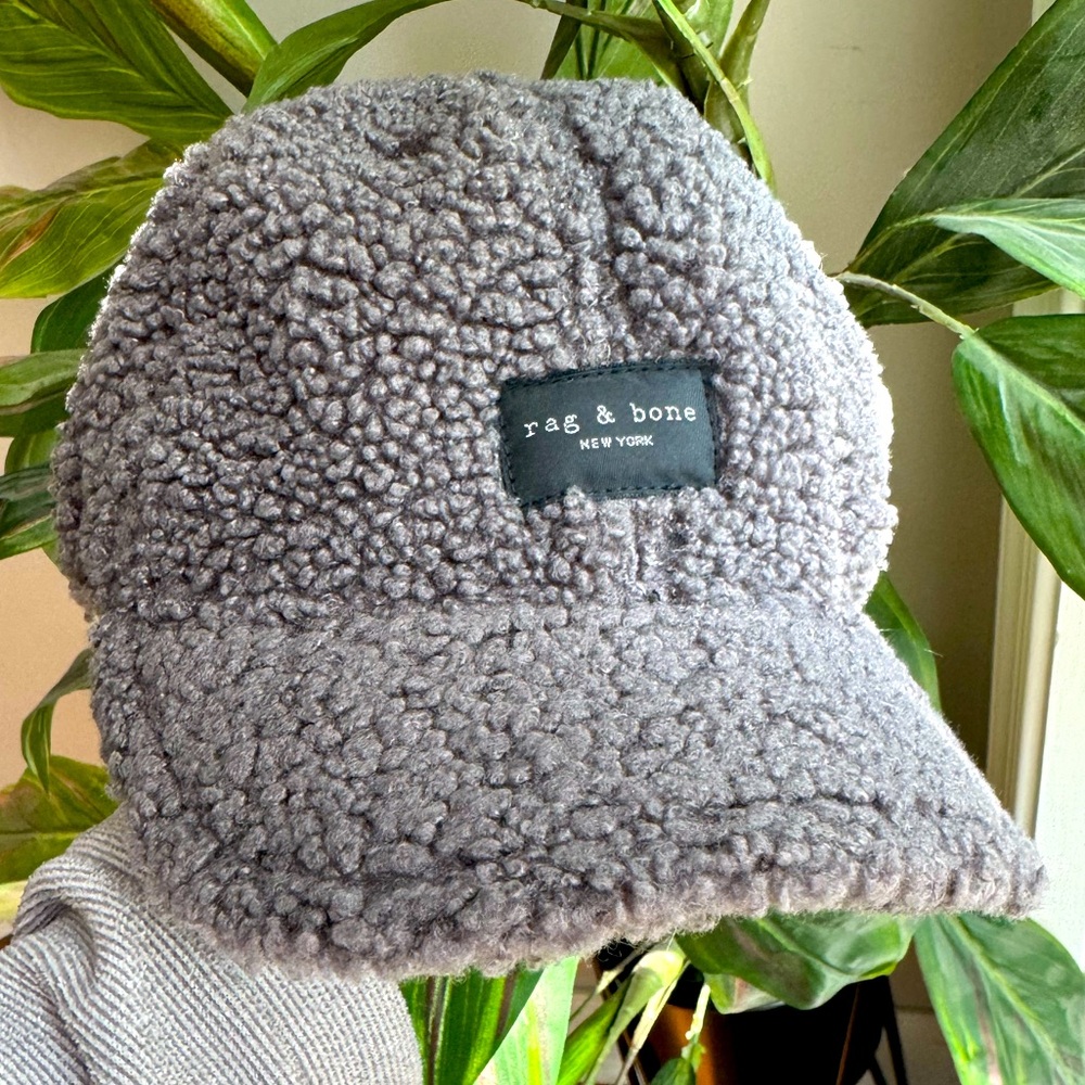 RAG & BONE Addison Faux Shearling Baseball Cap, gray